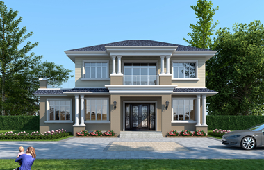 二層歐式別墅設計圖，外觀配色高端大氣